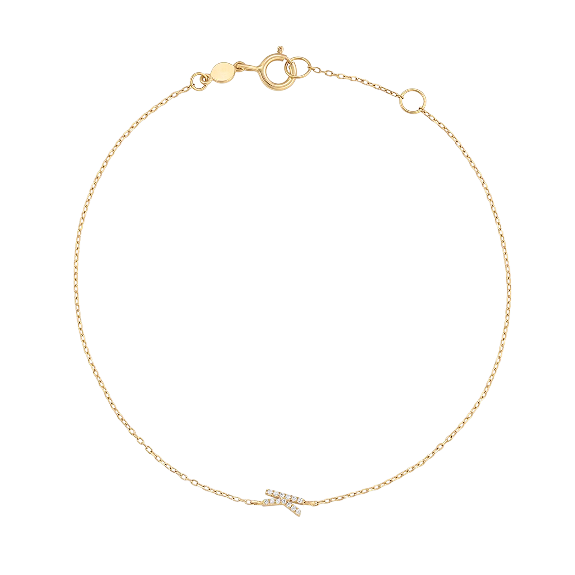 Bracciale con alfabeto con pavé di pietre preziose