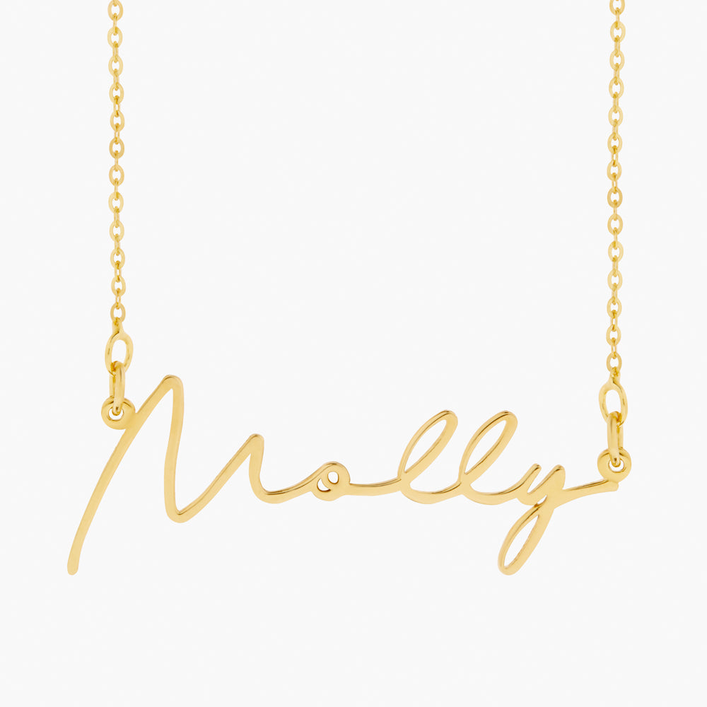 14K gold name necklace, personalized necklace, customized gifts for mom, kids name necklace, simple gold necklace