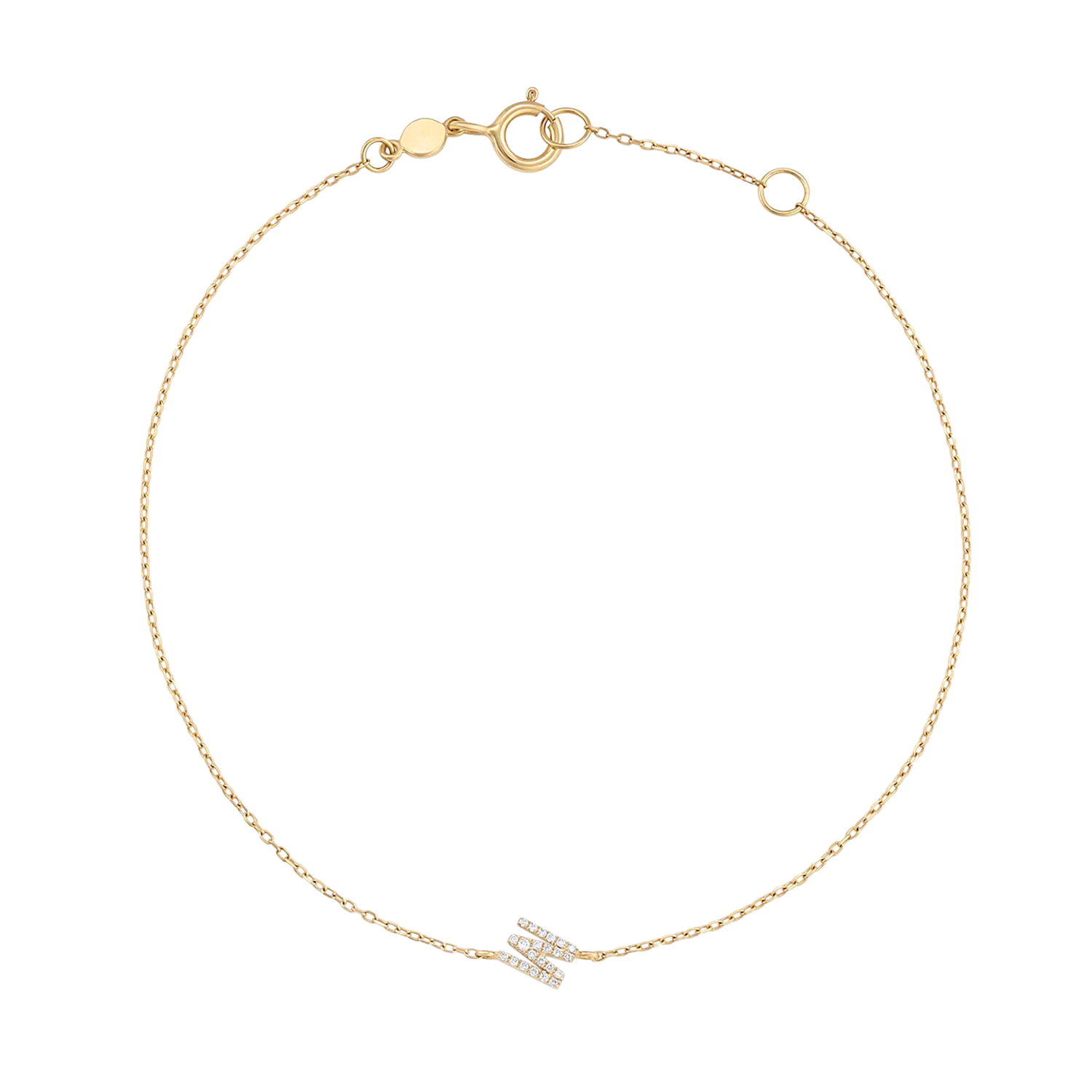 Bracciale con alfabeto con pavé di pietre preziose