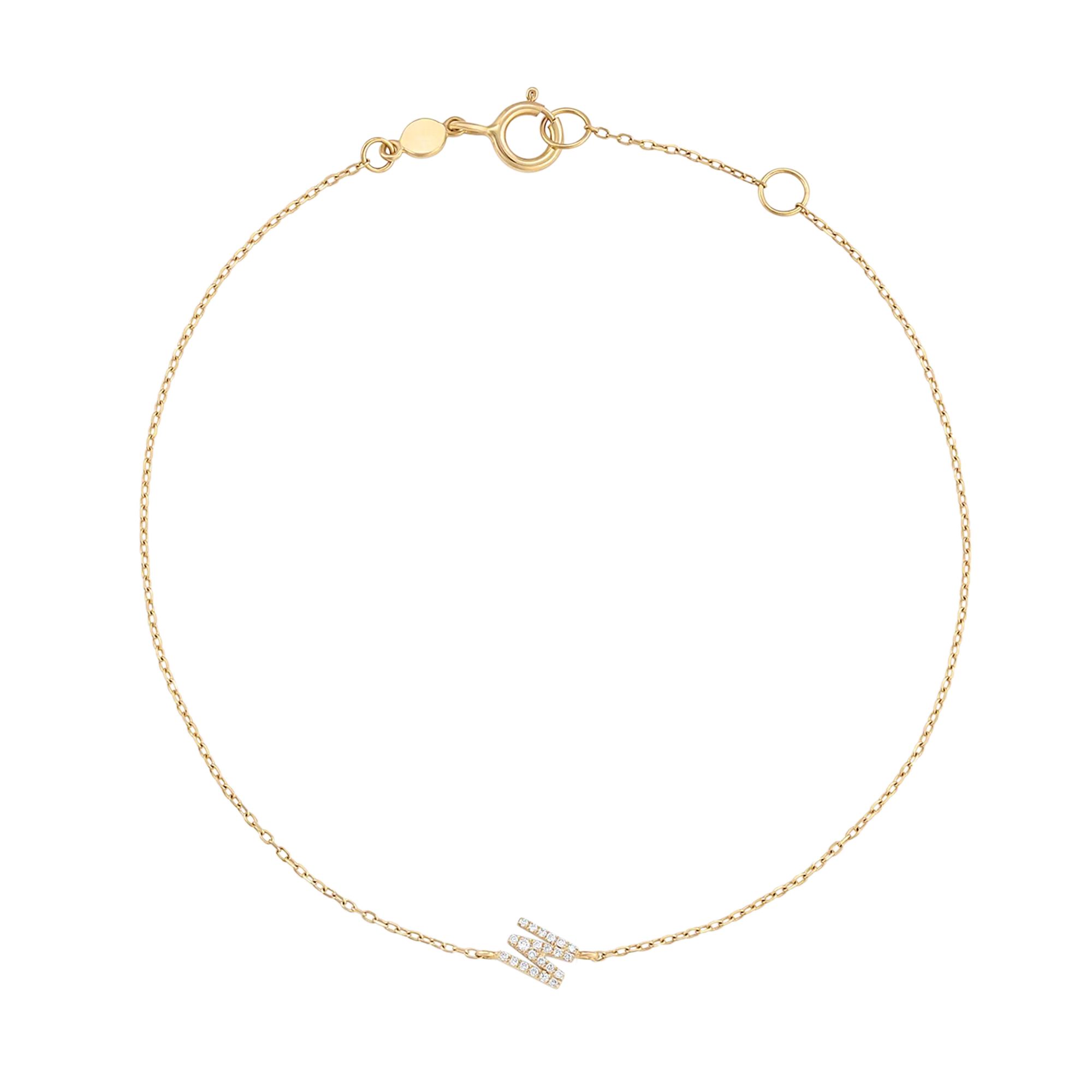 Bracciale con alfabeto con pavé di pietre preziose