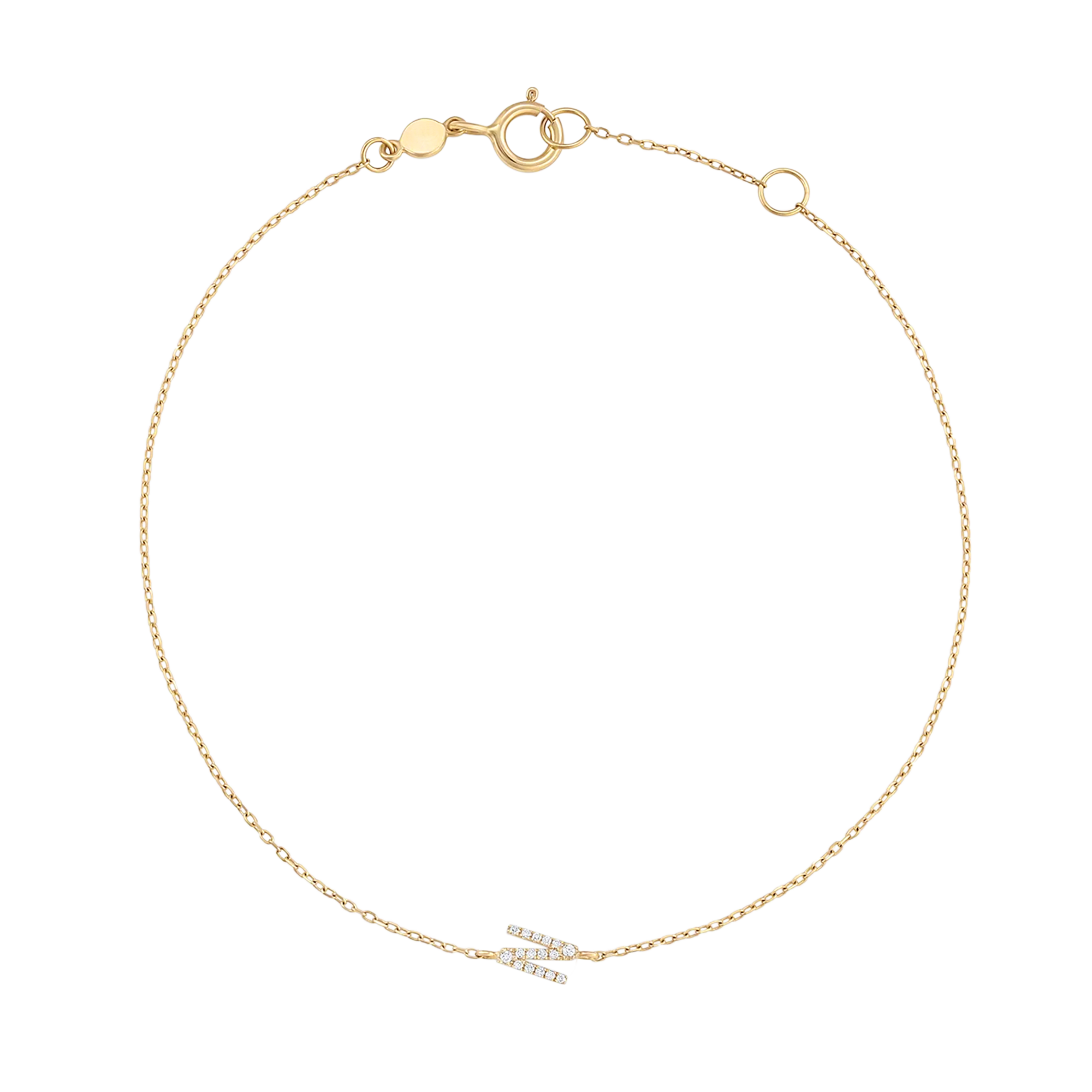 Bracciale con alfabeto con pavé di pietre preziose