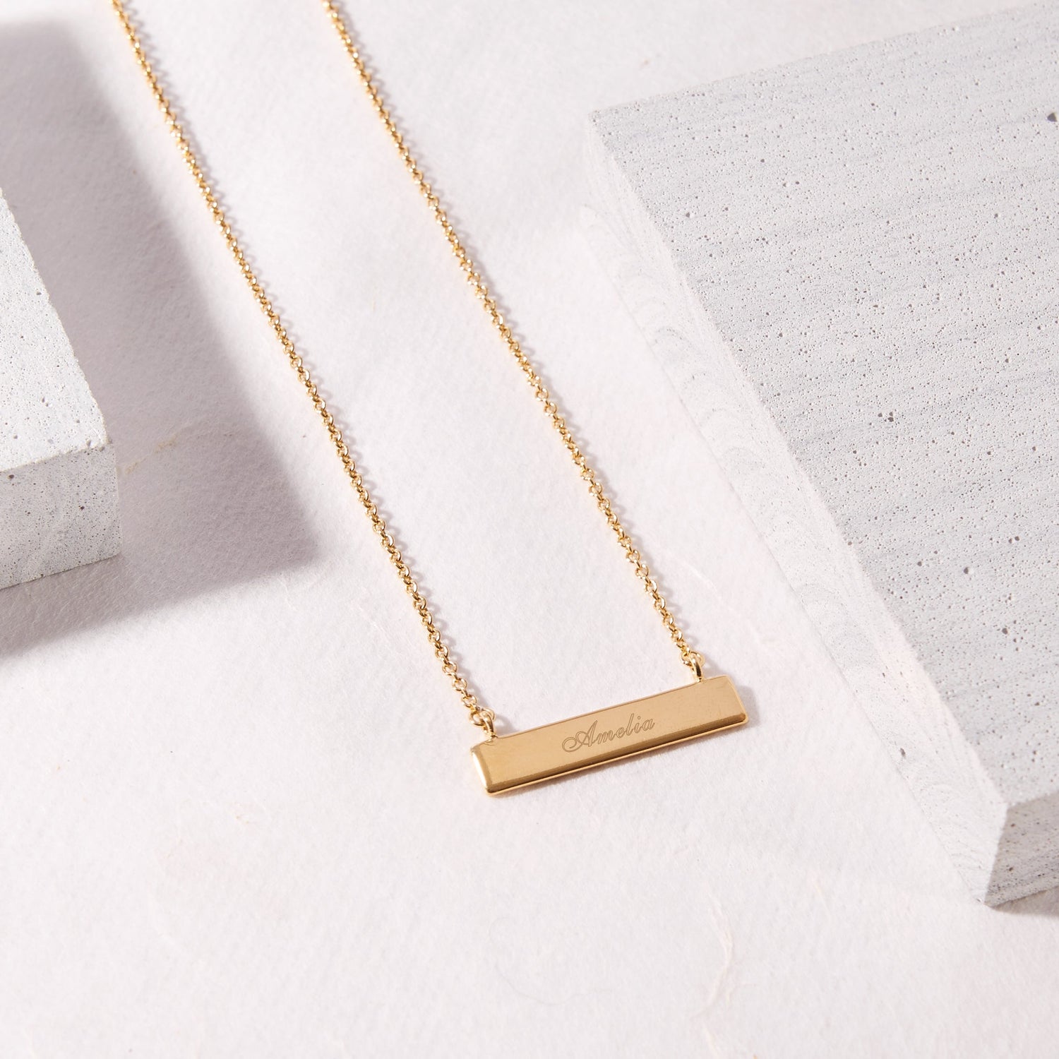 gold barnecklace, personalized necklace name, solid gold chain, modern jewelry fashions, bar necklace