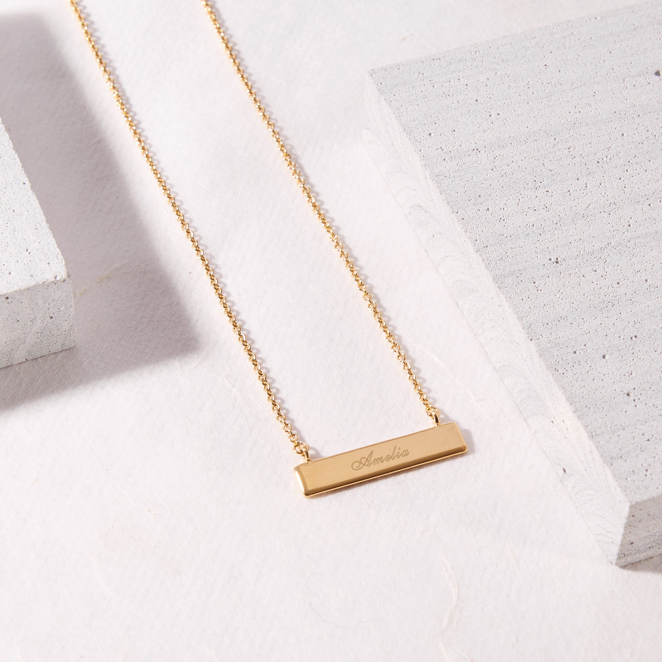 gold barnecklace, personalized necklace name, solid gold chain, modern jewelry fashions, bar necklace