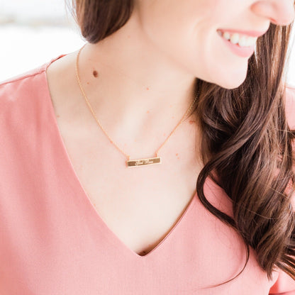 bar name necklace, rose gold necklace, custom engraved necklace, gold pendant necklace, elegant gifts