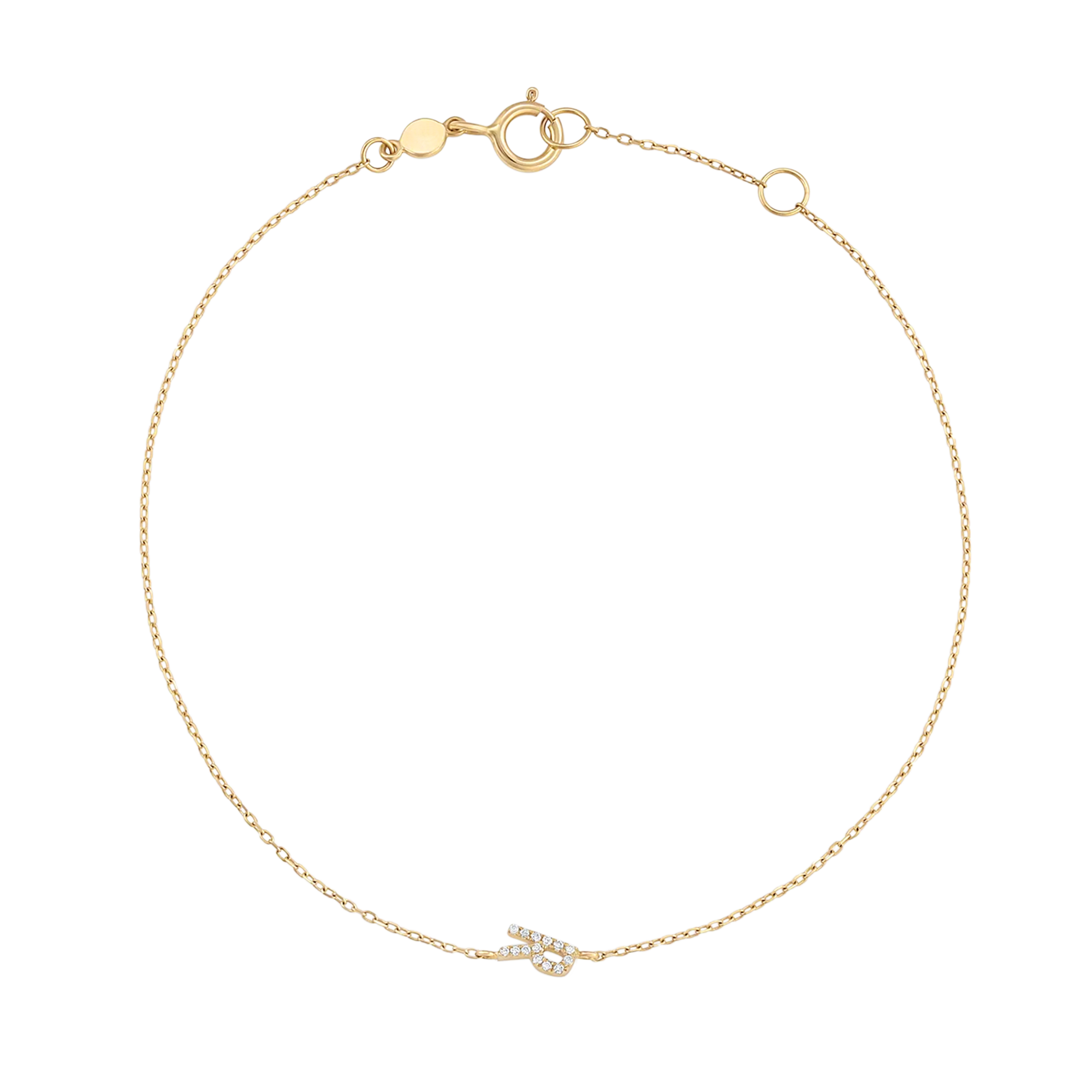 Bracciale con alfabeto con pavé di pietre preziose