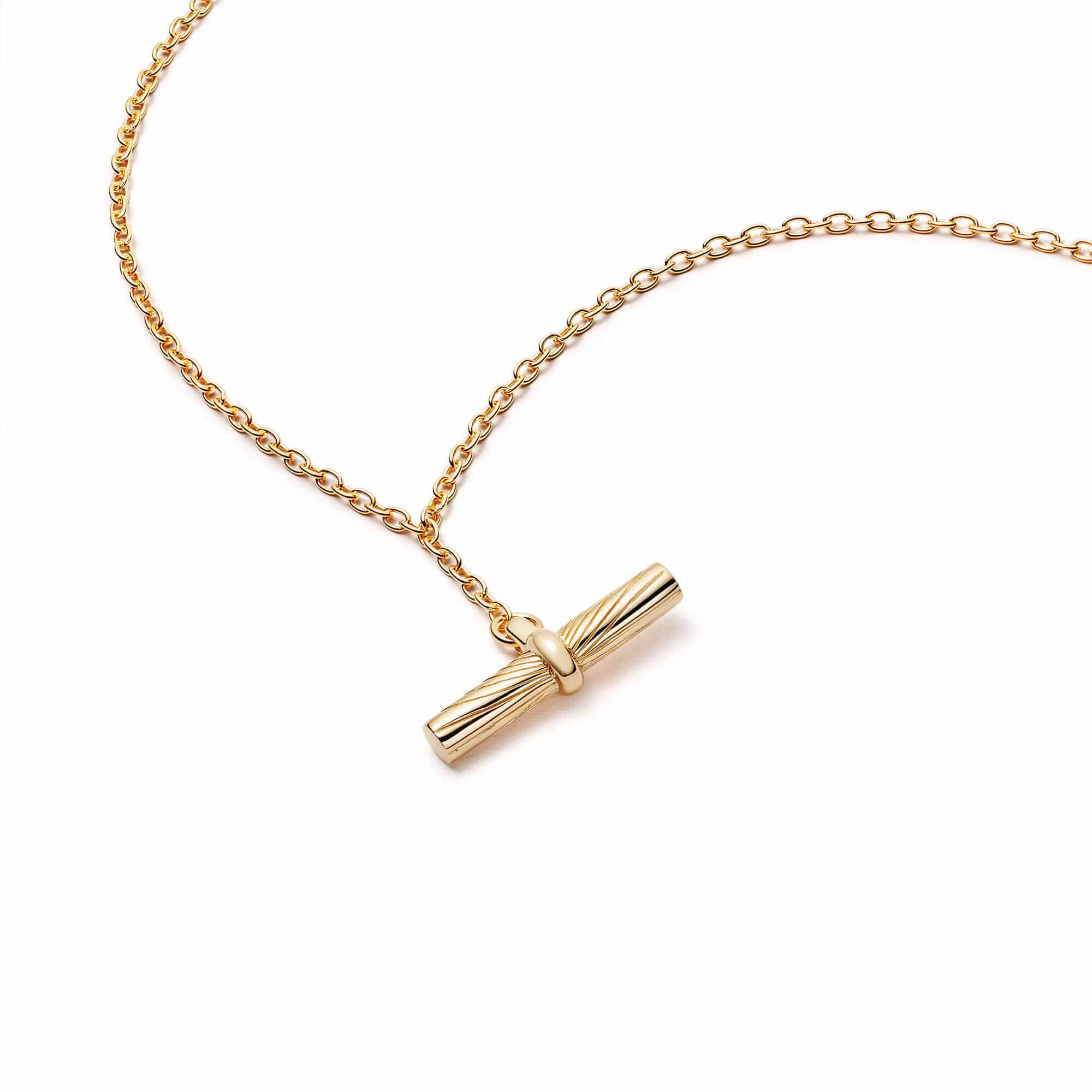 Gold Plated T-Bar Necklace | Enamel | Auree Jewellery