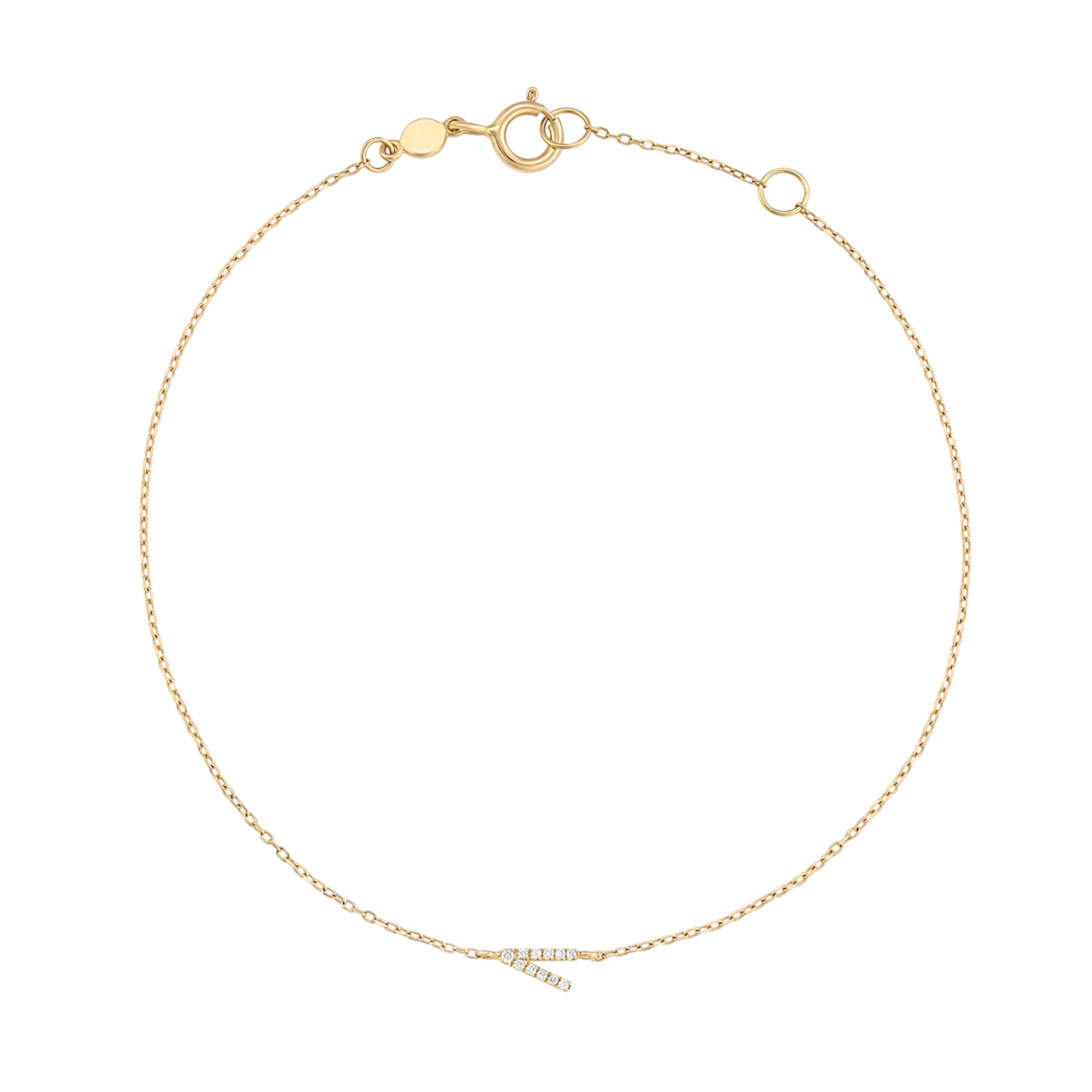Bracciale con alfabeto con pavé di pietre preziose