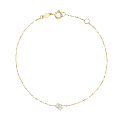 Bracciale con alfabeto con pavé di pietre preziose