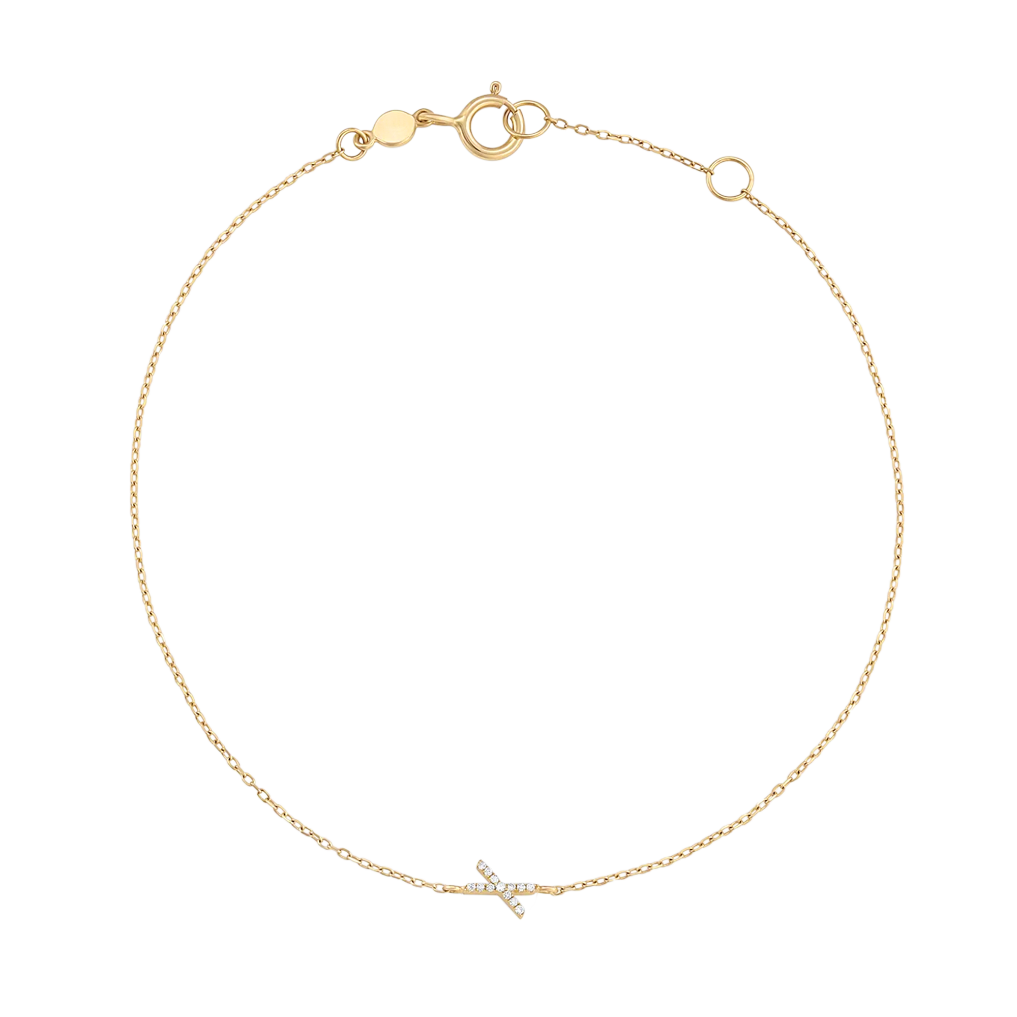 Bracciale con alfabeto con pavé di pietre preziose