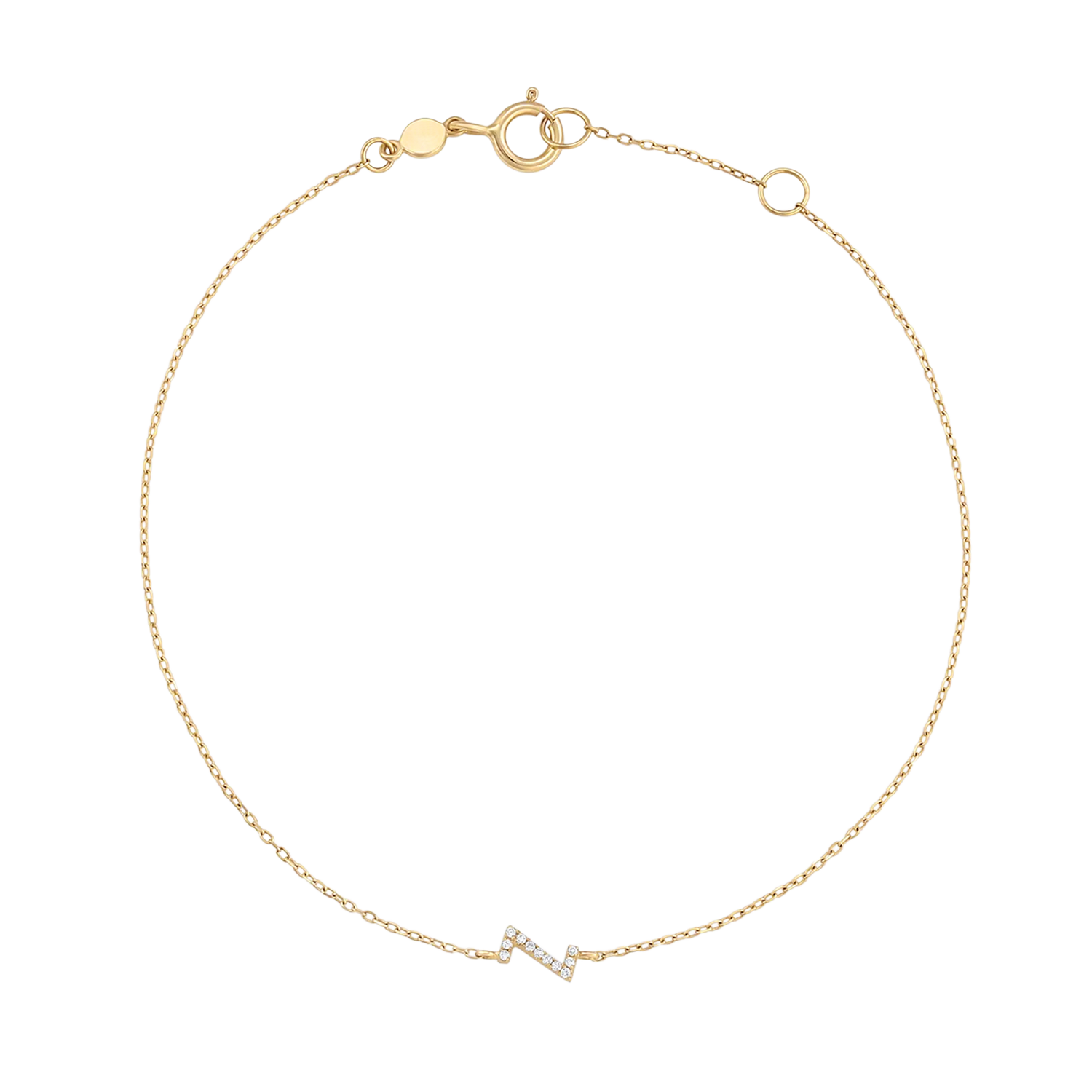 Bracciale con alfabeto con pavé di pietre preziose