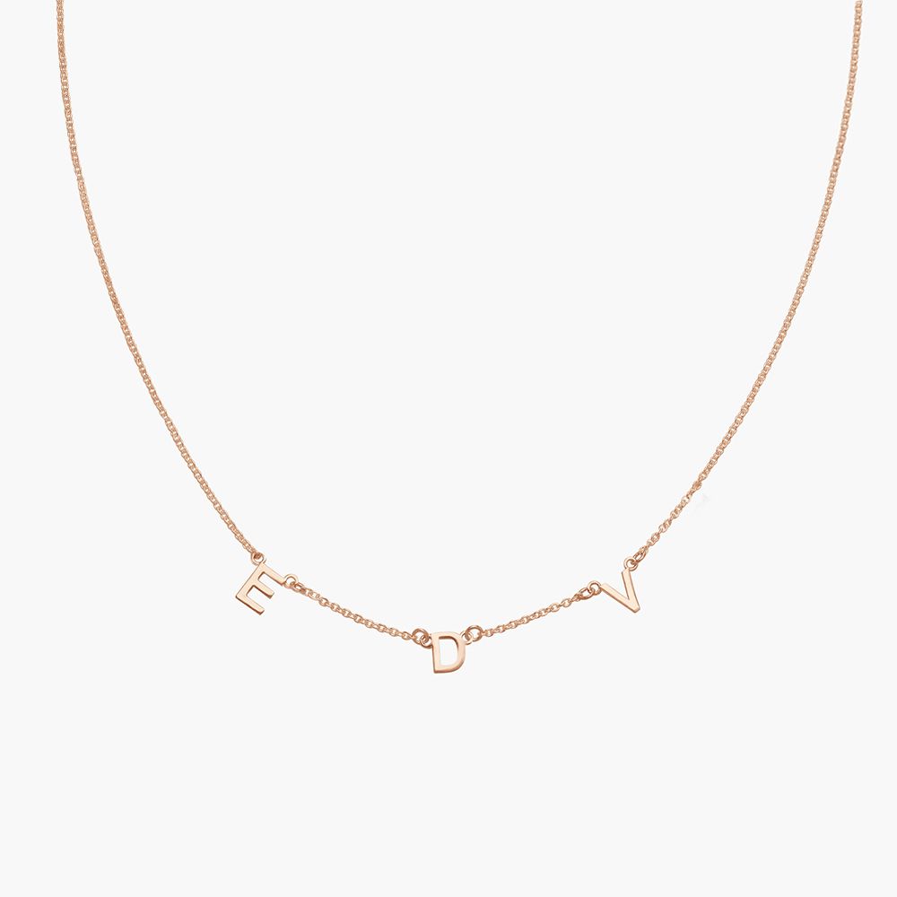 rose gold necklace, gold initial necklace, mothers initial necklace,3 initial necklace, gold letter necklace