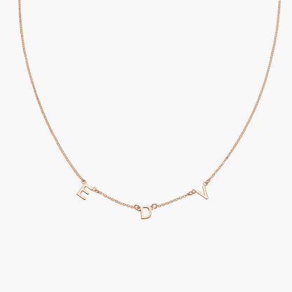rose gold necklace, gold initial necklace, mothers initial necklace,3 initial necklace, gold letter necklace