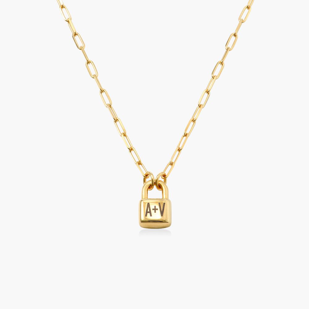 Engravable Initial Lock Necklace
